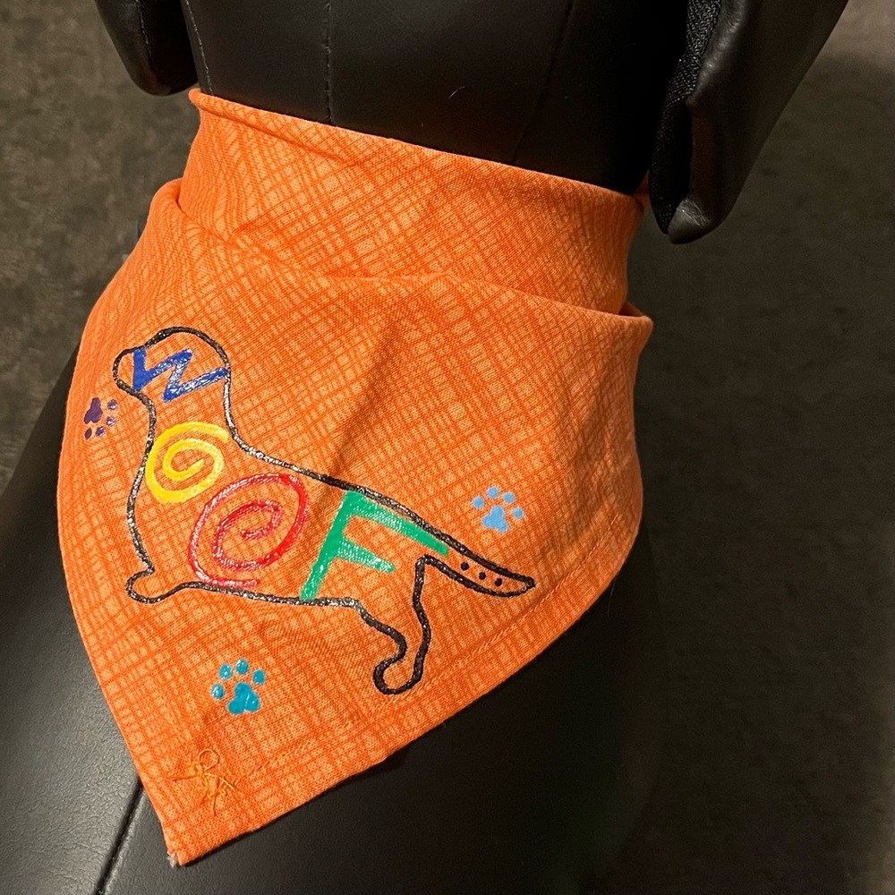 Triangle “Woof” dachshund dog bandana
